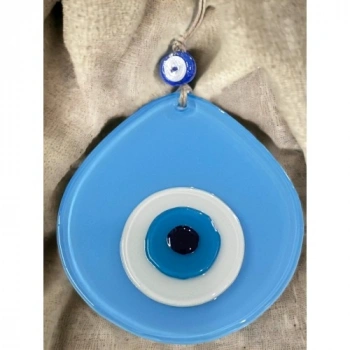 VipMarketim Mavi Nazar Boncuklu Açık Mavi Renk Nazar Boncuklu Damla Desen El Yapımı Duvar Süsü