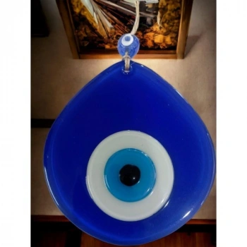 VipMarketim Mavi Nazar Boncuklu Mavi Renk Nazar Boncuklu Damla Desen El Yapımı Duvar Süsü