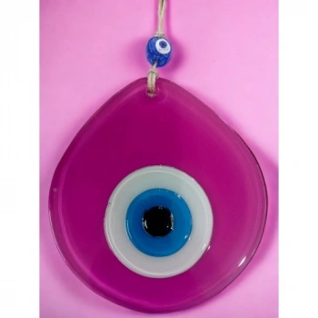 VipMarketim Mavi Nazar Boncuklu Pembe Renk Nazar Boncuklu Damla Desen El Yapımı Duvar Süsü