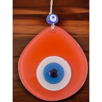 VipMarketim Mavi Nazar Boncuklu Turuncu Renk Nazar Boncuklu Damla Desen El Yapımı Duvar Süsü