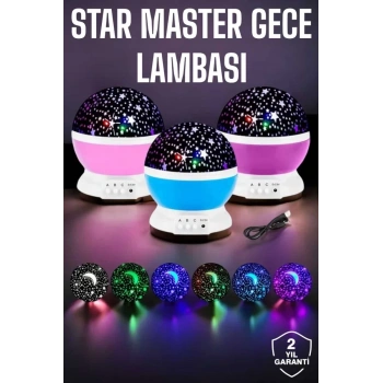 VipMarketim Mavi ve Mor Işıklı Projeksiyon Lambası