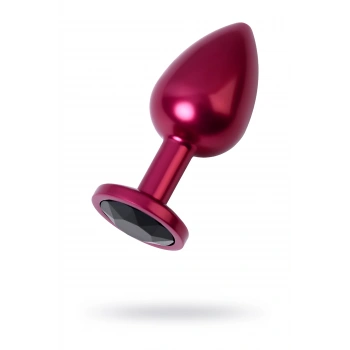 VipMarketim Metal  Anal Plug, Metal, kırmızı, siyah kristalli, 8,2 cm, Ø3,4 cm, 85 g