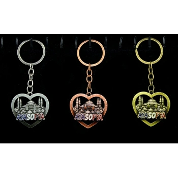 VipMarketim Metal Ayasofya Anahtarlık Kalp Tasarımlı