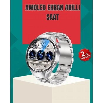 VipMarketim Metal Gövdeli AMOLED Akıllı Saat – Kan Oksijen Nabız ve Arama Fonksiyonlu