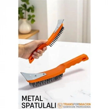VipMarketim  Metal Spatulalı Tel Fırça - Kazıma Fırçası