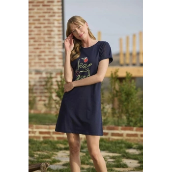 Vipmarketim Meyve Ve Yaprak Baskılı Dantelli feel Good Gecelik