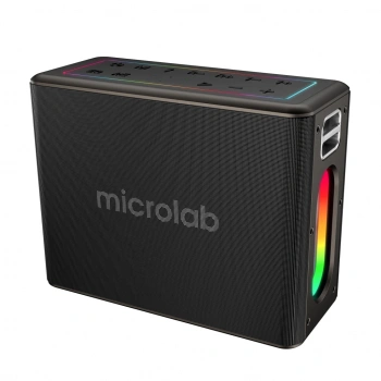 VipMarketim MICROLAB M60 Vega 100W Taşınabilir BT/USB/AUX/TF/Type-C RGB Işıklı 15000mAh Batarya 2adet Mikrofon Karaoke/Parti Bluetooth Speaker(1923)