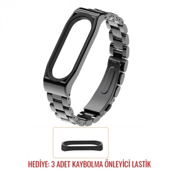 VipMarketim Mijobs Xiaomi Mi Band 4-3 Aklıllı Saat 3 Bakla Çelik Kayış Kordon-(5775)