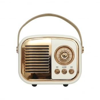 VipMarketim MIKADO MD-24BT Echoes Beyaz 3W Taşınabilir USB/TF Kart/Bluetooth 800mAh Klasik Retro Müzik Kutusu(1923)