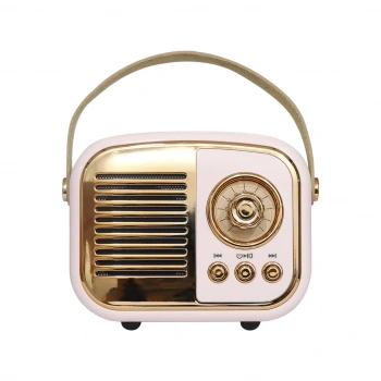 VipMarketim MIKADO MD-24BT Echoes Pembe 3W Taşınabilir USB/TF Kart/Bluetooth 800mAh Klasik Retro Müzik Kutusu(1923)