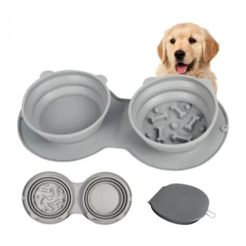 VipMarketim Mikopet Katlanabilir İkili Mama ve Su Kabı