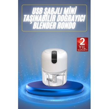 VipMarketim Mini El Rondosu Şarjlı Doğrayıcı Taşınabilir Rondo Blender 250 ML