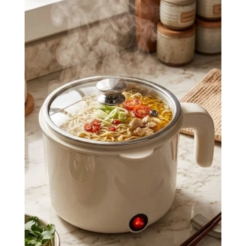 VipMarketim Mini Elektrikli Pişirici 1 Litre Buharda Pişirme Tepsili Çok Amaçlı Mutfak Tenceresi