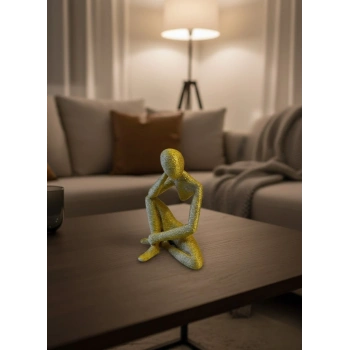 VipMarketim Minimal Sarı İnsan Figürü Biblo Ev ve Ofis Dekoru