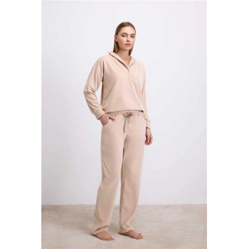 VipMarketim  Modal Pamuklu Uzun Kollu Sweatshirt Ve Pantolon Takımı