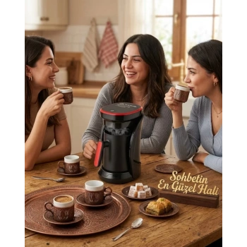 VipMarketim Modern Tasarımlı Türk Kahvesi Makinesi Taşma Emniyetli 4 Fincan Kapasiteli
