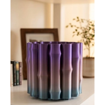 VipMarketim Mor Gri Dekoratif Vazo Modern Tasarım Salon Ofis Masa Üstü Aksesuar