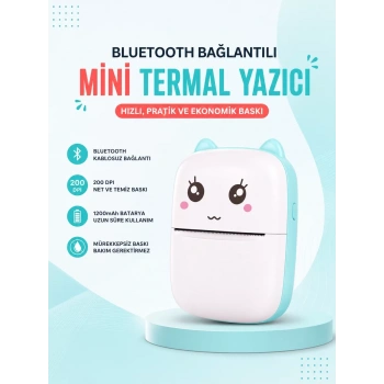 VipMarketim Mürekkepsiz Baskı Teknolojili Bluetooth Cep Yazıcısı