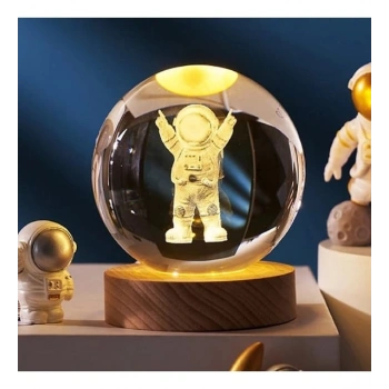 VipMarketim Mutlu Astronot Tasarımlı Işıklı Cam Küre