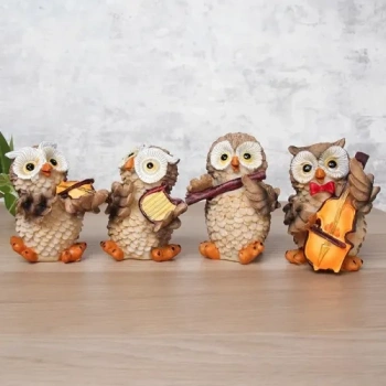 VipMarketim Müzisyen Baykuşlar Biblo Seti 4lü