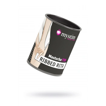 VipMarketim Mystim  Masturbatin Ribbed Ritay Masturbatör, TPE, beyaz, 4,5 cm