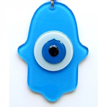 VipMarketim Nazar Boncuklu Bebek Mavisi Renginde Fatma Ana Bereket Eli Cam Duvar Süsü