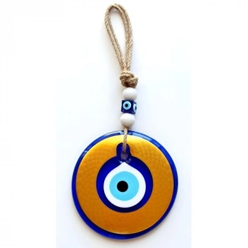 VipMarketim Nazar Boncuklu Gold Renk Kaplama Cam Duvar Dekoru