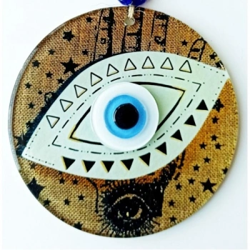VipMarketim Nazar Boncuklu Göz Desenli Füzyon Cam Duvar Süsü
