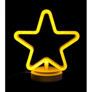 VipMarketim Neon Işıklı Yıldız Masa Gece Lambası Pil+Usb