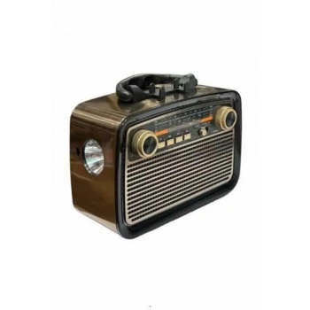 VipMarketim Nostalji Radyo Bluetooth Hoparlör USB-SD Kart Giriş Led Fener Işıklı Bataryalı Pilli