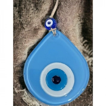 VipMarketim Orta Boy Mavi Damla Desen Nazar Boncuklu Duvar Dekoru Cam Duvar Süsü