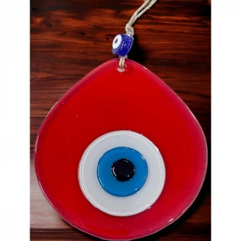 VipMarketim Orta Boy Şeffaf Kırmızı Damla Desen Nazar Boncuklu Duvar Dekoru