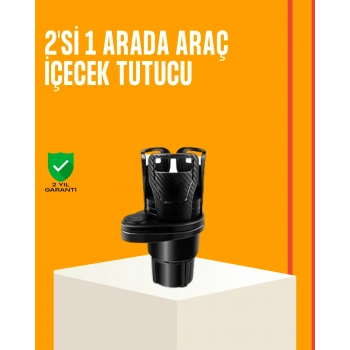 VipMarketim Oto Bardak Tutucu 360° Döner Çift Bölmeli Karbon Fiber Tasarım