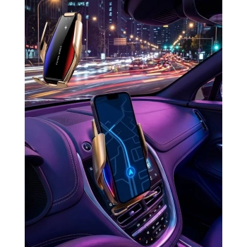 VipMarketim Otomatik Sensörlü Araç Telefon Tutucu Kablosuz Şarj Özellikli 360 Derece Döner