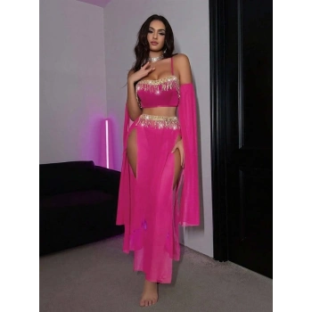 VipMarketim Özel Tasarım Pembe Dansöz Kostümü