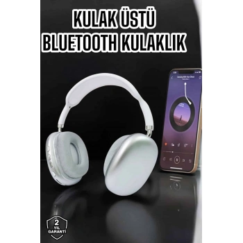 VipMarketim P9 Plus Kablosuz Kulak Üstü Bluetooth Kulaklık Beyaz Mikrofonlu Kulaküstü Kablosuz Kulaklık