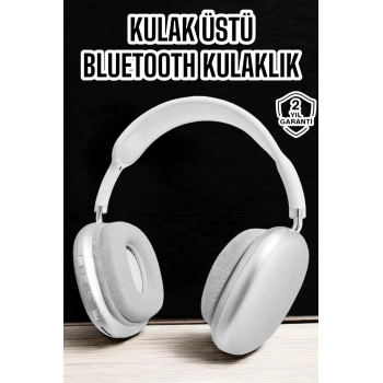 VipMarketim P9 Plus Kablosuz Kulak Üstü Bluetooth Kulaklık Beyaz Yüksek Ses Kaliteli