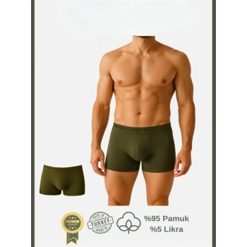 VipMarketim  Pamuklu Düz Haki Renk Erkek Boxer