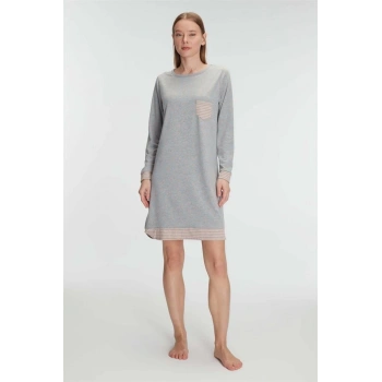 VipMarketim  Pamuklu Uzun Kollu Gecelik