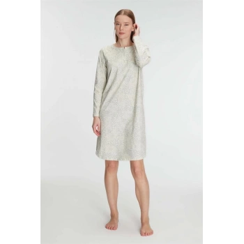 VipMarketim  Pamuklu Uzun Kollu Gecelik