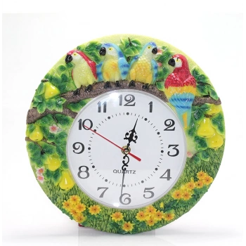 VipMarketim Papağanlı Polyester Duvar Saati