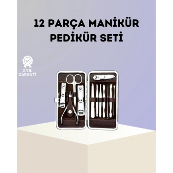 VipMarketim Paslanmaz Çelik Çok Fonksiyonlu 12 Manikür Seti