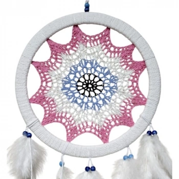 VipMarketim Pembe Nazar Motifli Kuş Tüylü Duvar Süsü