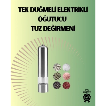 VipMarketim Pilli Otomatik Baharat Değirmeni Gıda Sınıfı Çelik Sessiz Öğütücü Alet