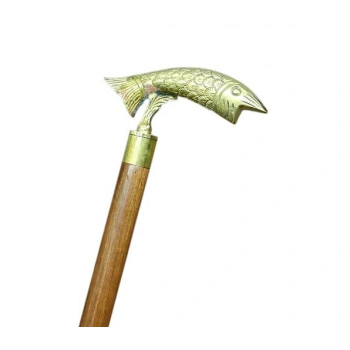 VipMarketim Pirinç Balık Tasarımı Baston