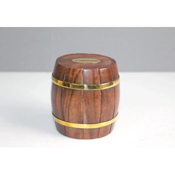 VipMarketim Pirinç Detaylı Fıçı Kumbara Model 1