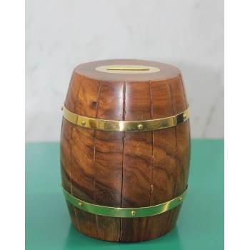 VipMarketim Pirinç Detaylı Fıçı Kumbara Model 4