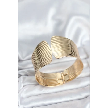 VipMarketim Pirinç Gold Renk Levha Model Kadın Bileklik 5886