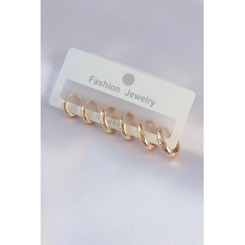 VipMarketim Pirinç Gold Renk Oval Küpe Seti 5886