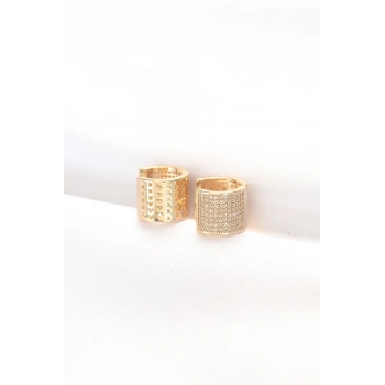 VipMarketim Pirinç Gold Renk Taşlı Minimal Küpe 5886